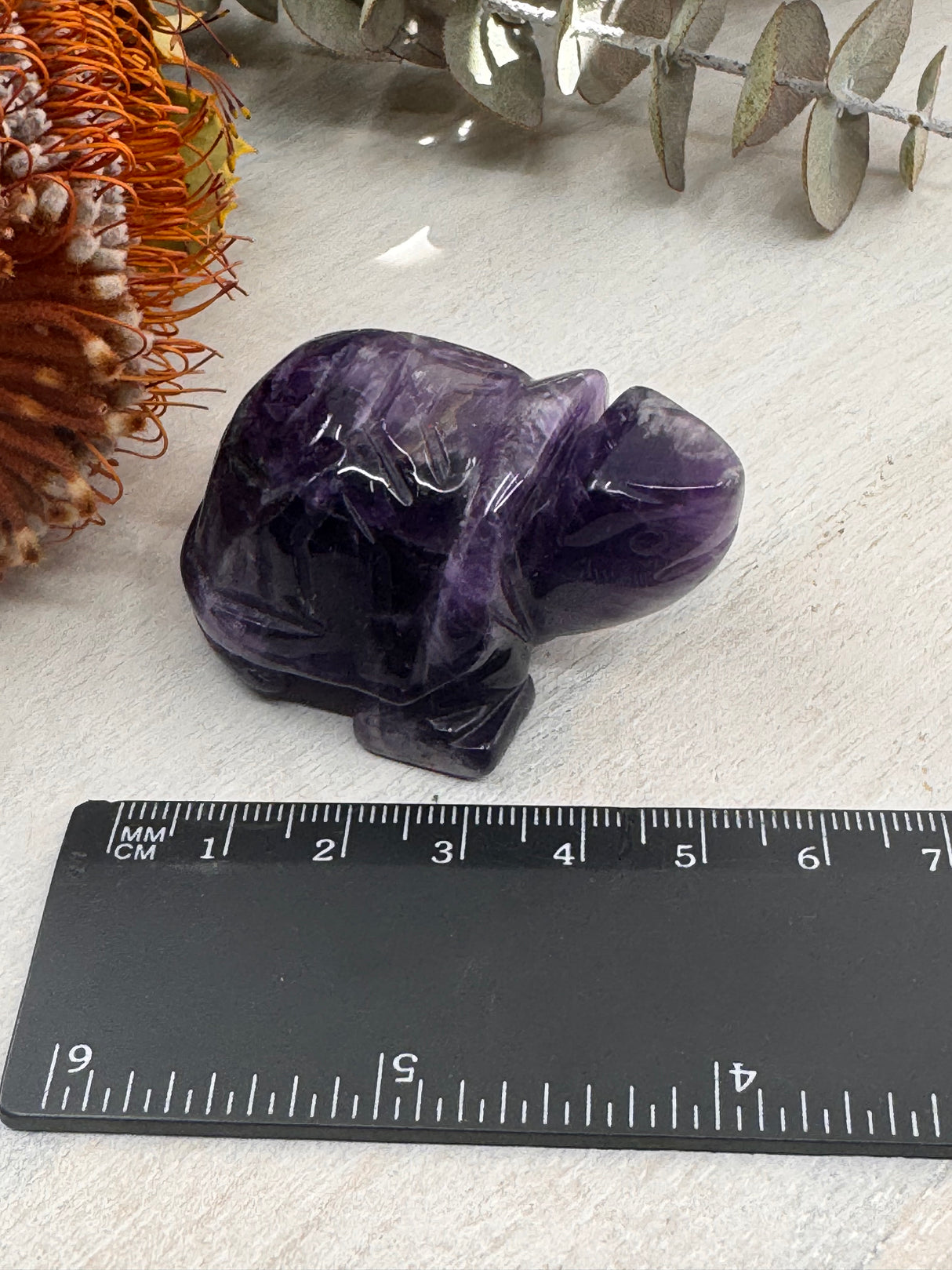 Chevron Amethyst Turtle Carving – Crystal of Peace & Intuition