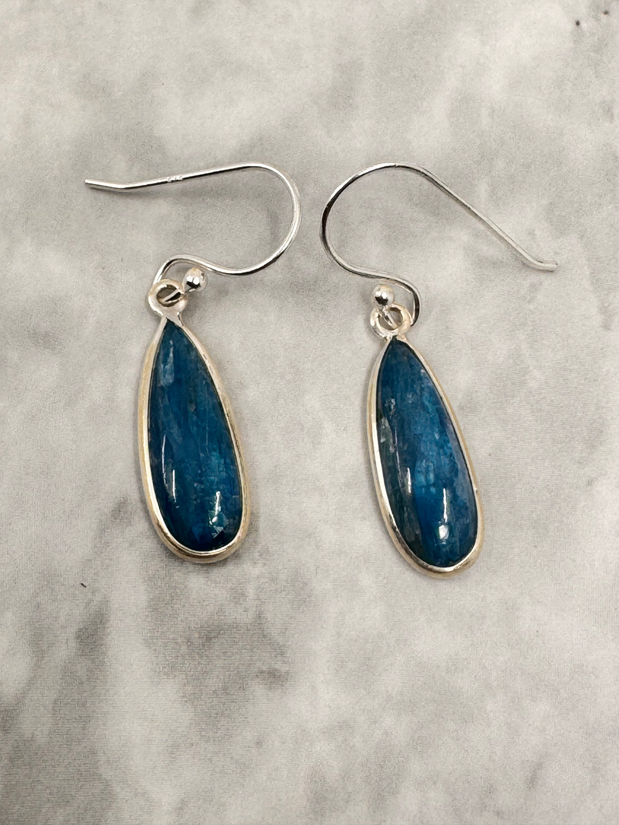 Blue Apatite Silver Drop Earrings - "I work relentlessly each day to achieve my goals."