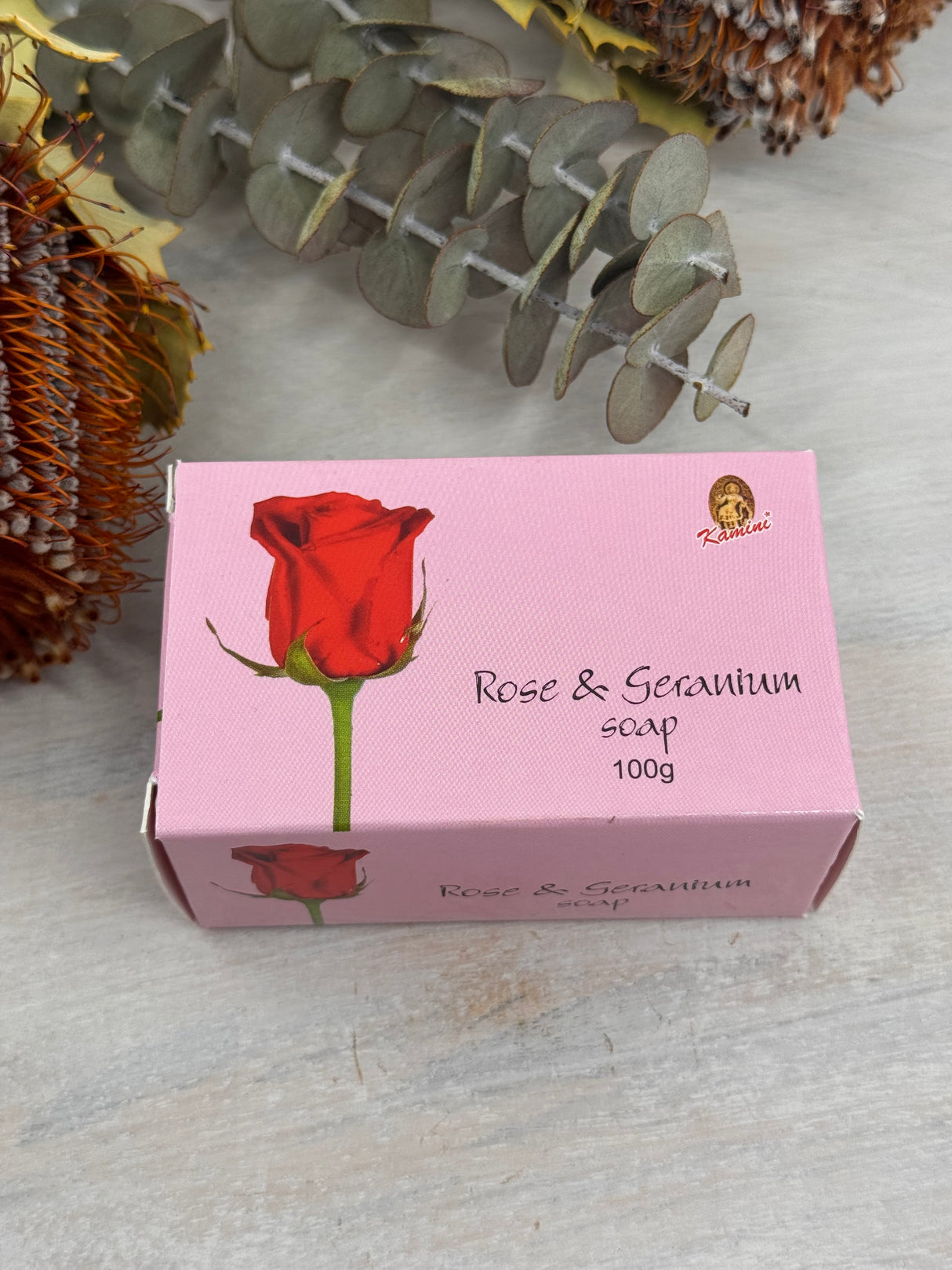 Kamini Rose and Geranium Soap bar 100g – balancing floral fragrance