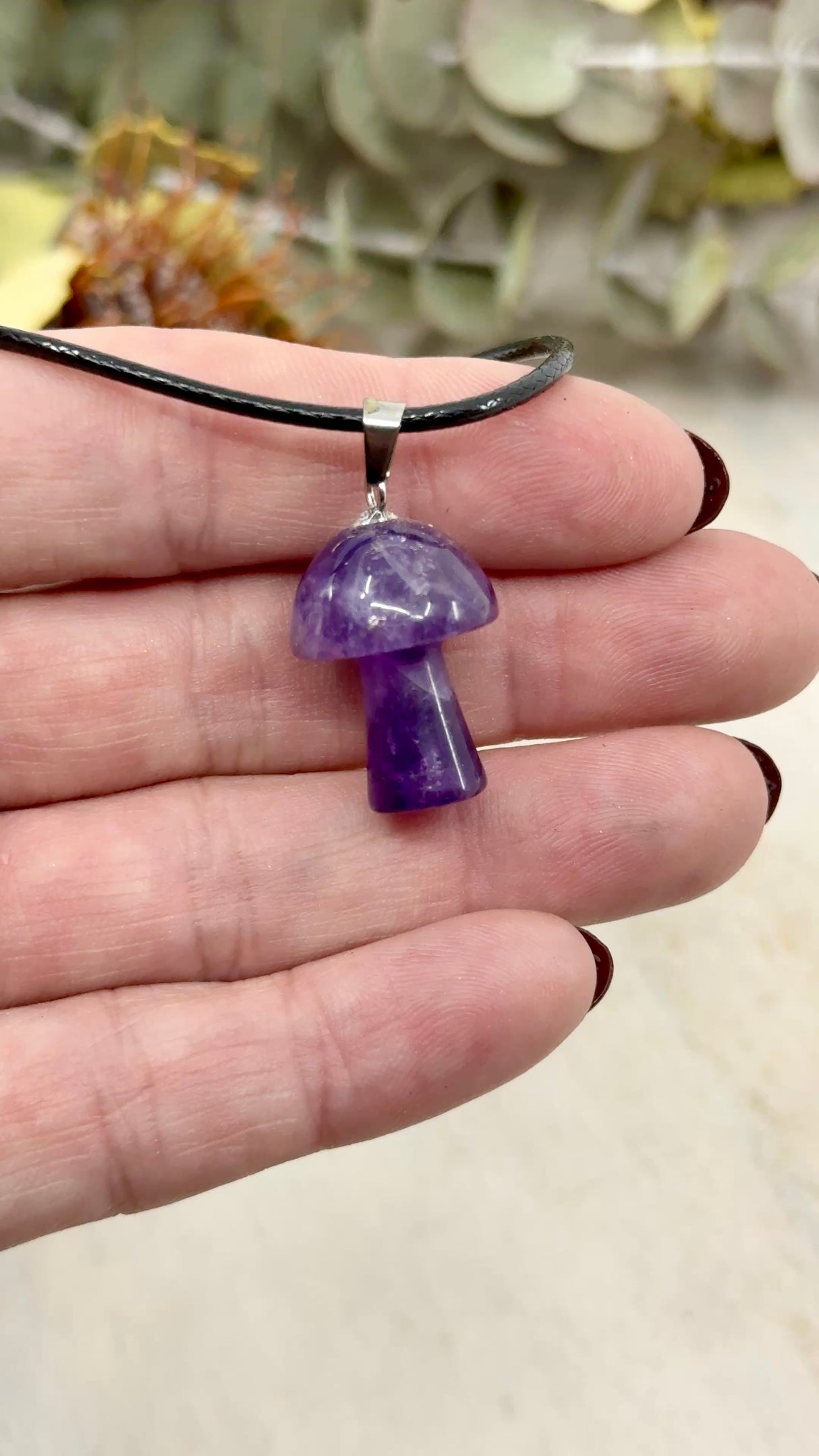 Amethyst Mushroom Pendant – Stone of Calm, Protection & Spiritual Growth