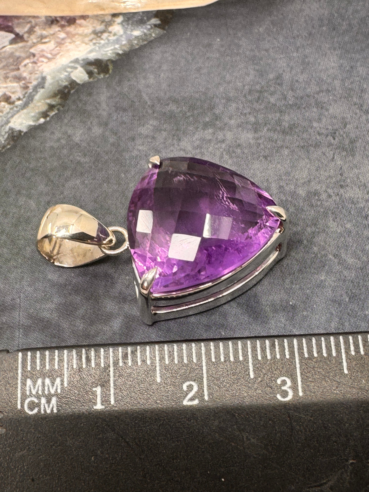 Amethyst Silver Faceted Pendant - “I trust my intuition and allow it to guide me each day”