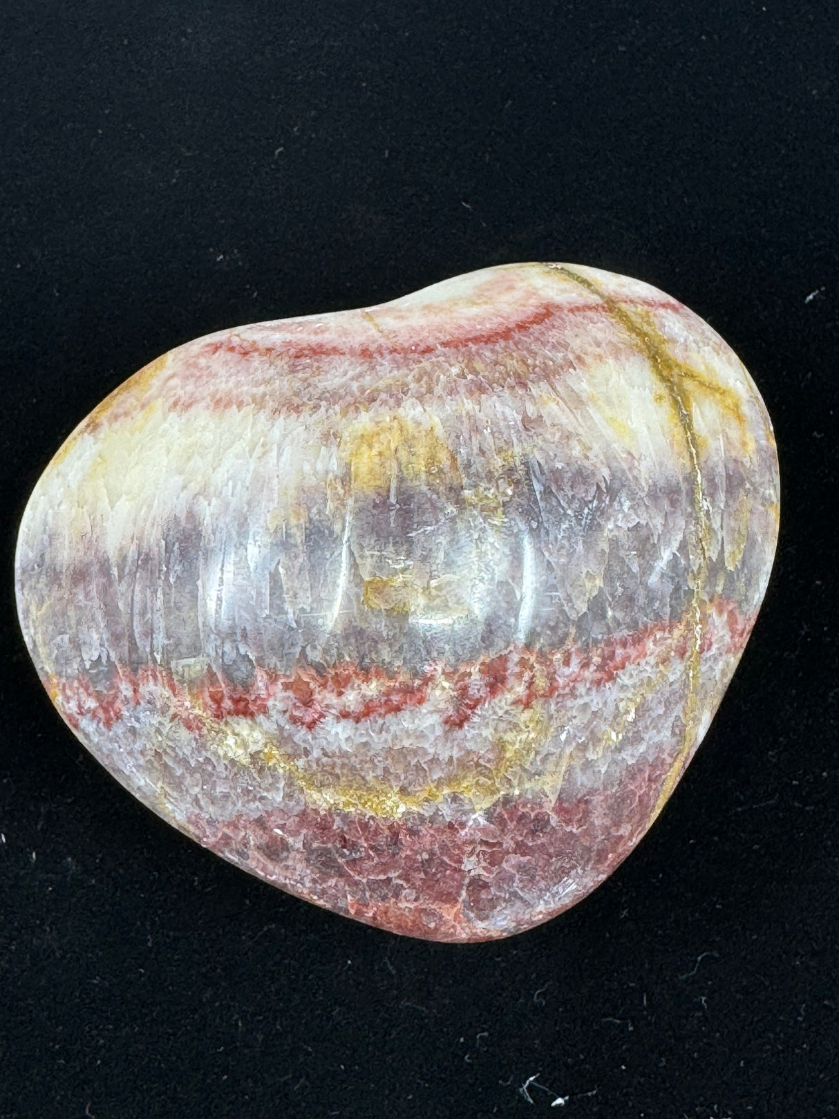 Red Banded Calcite Heart 146g - For Detoxification & Energy. “I love & appreciate my body