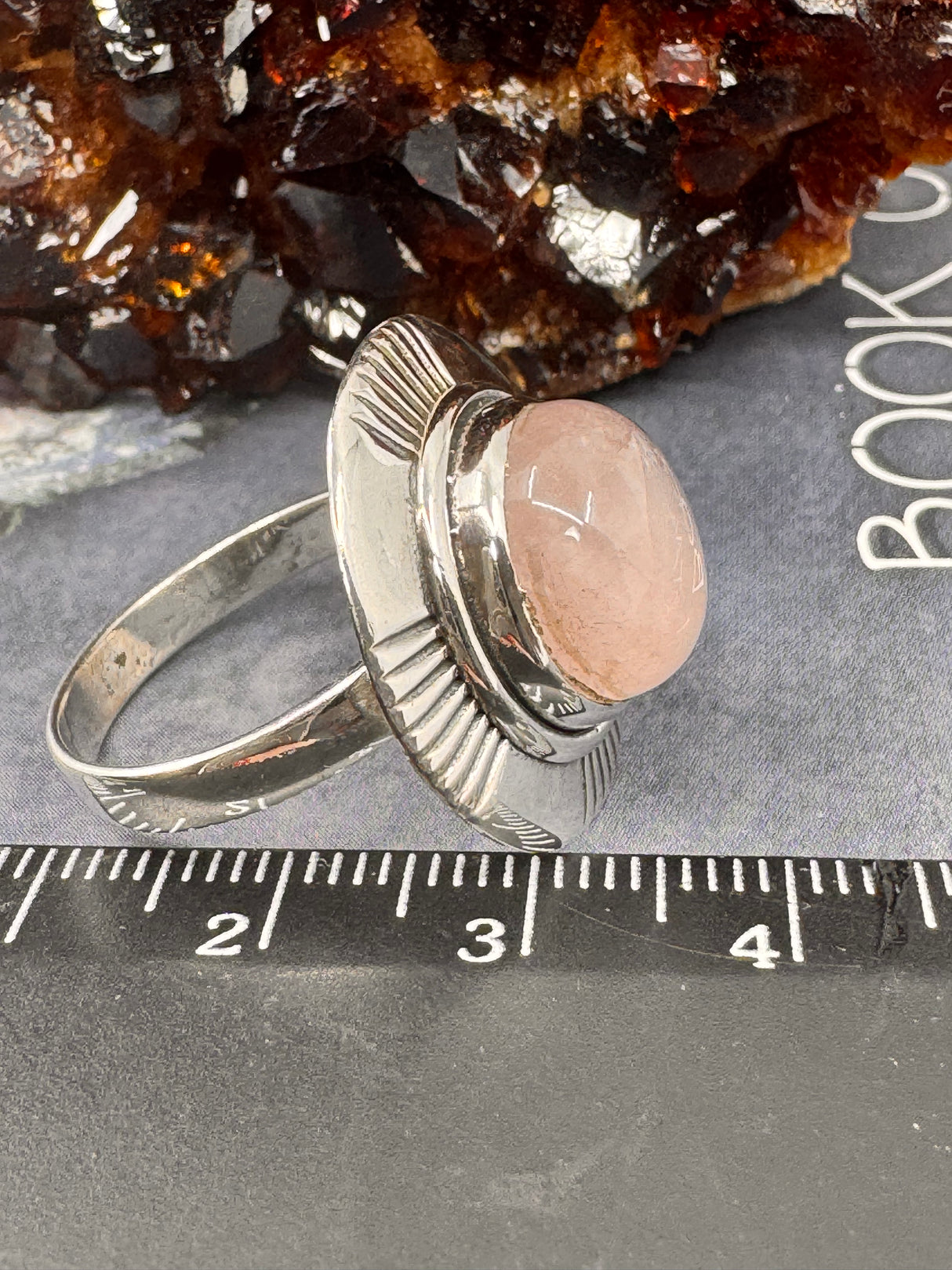 Rose Quartz Silver Ring Size 9 - “I radiate love, beauty, confidence and grace”.