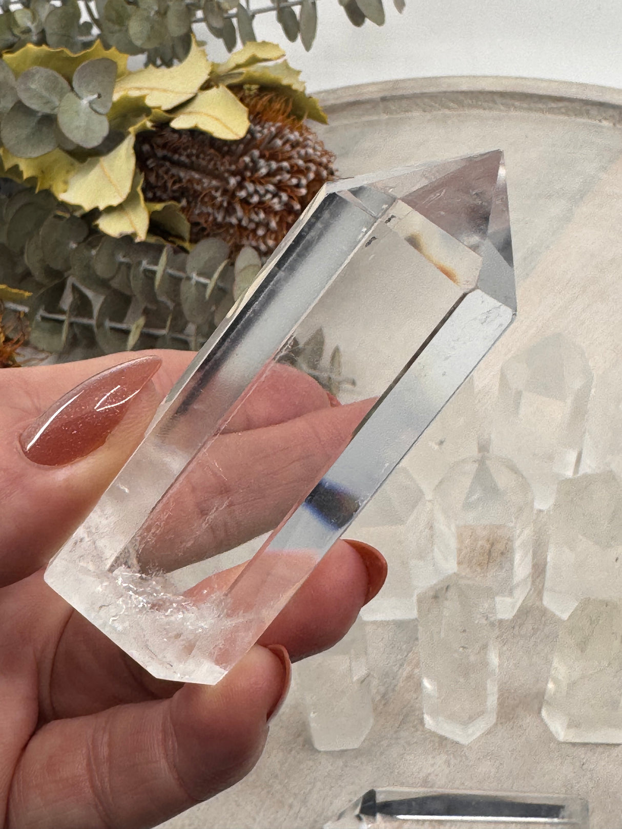 Clear Quartz 6-Sided Points 7–7.5 cm × 2.5–3 cm – clear crystal towers symbolising clarity, healing and amplified energy, intuitively selected by Inspired By 3 Australia.