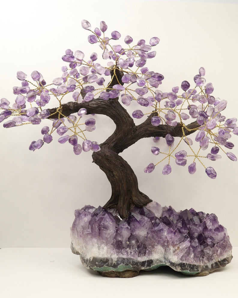 Amethyst Gemstone Bonsai Tree on Natural Amethyst Cluster | 48 Branches | 6.8kg | Spiritual Protection & Intuition