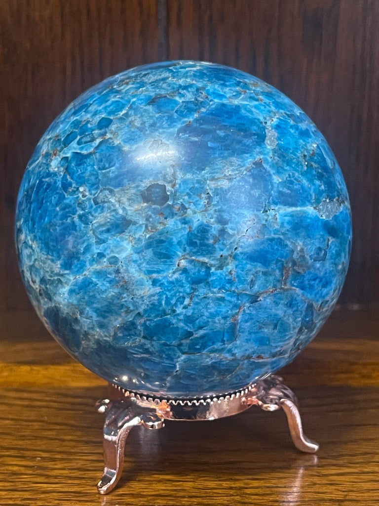 Blue Apatite Sphere #1 954g -  "I work relentlessly each day to achieve my goals."