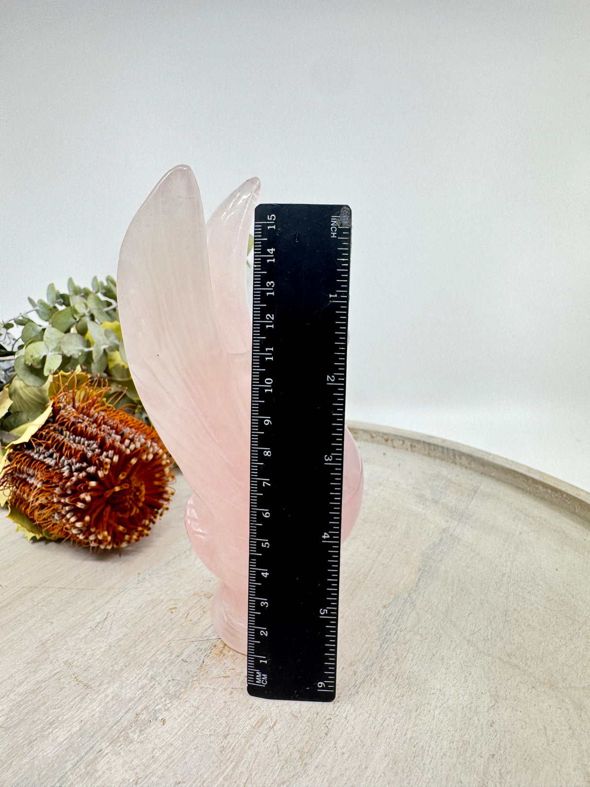 Rose Quartz Swan Carving 568g (18x8cm) – Stone of Love, Grace & Emotional Healing