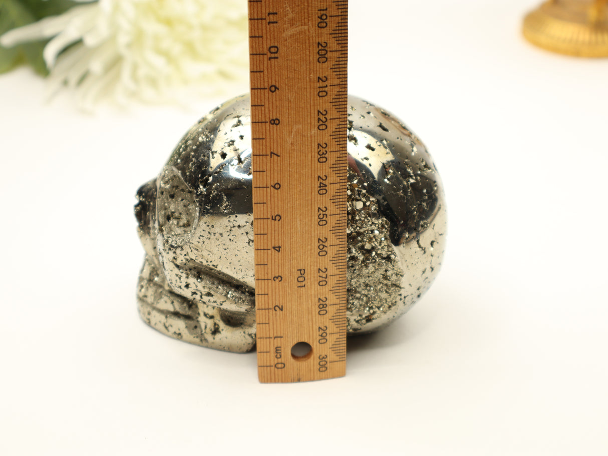 Pyrite Skull Carving #3 | 9cm | 1.326kg | Protection & Energy