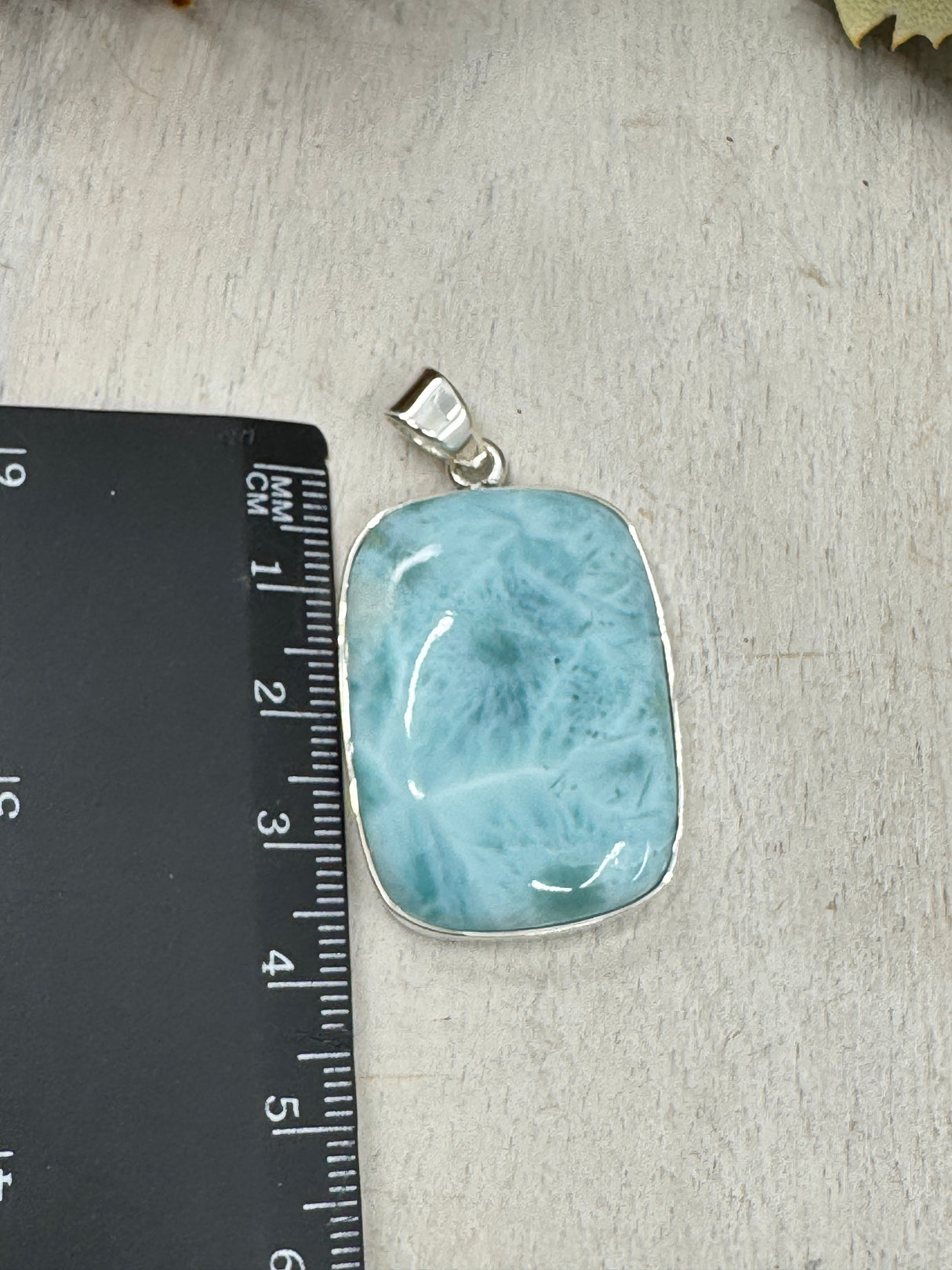 Larimar Pendant #8 – 13.86g (4.7x2.7cm) – .925 Silver – Stone of Serenity, Inner Truth & Ocean Energy