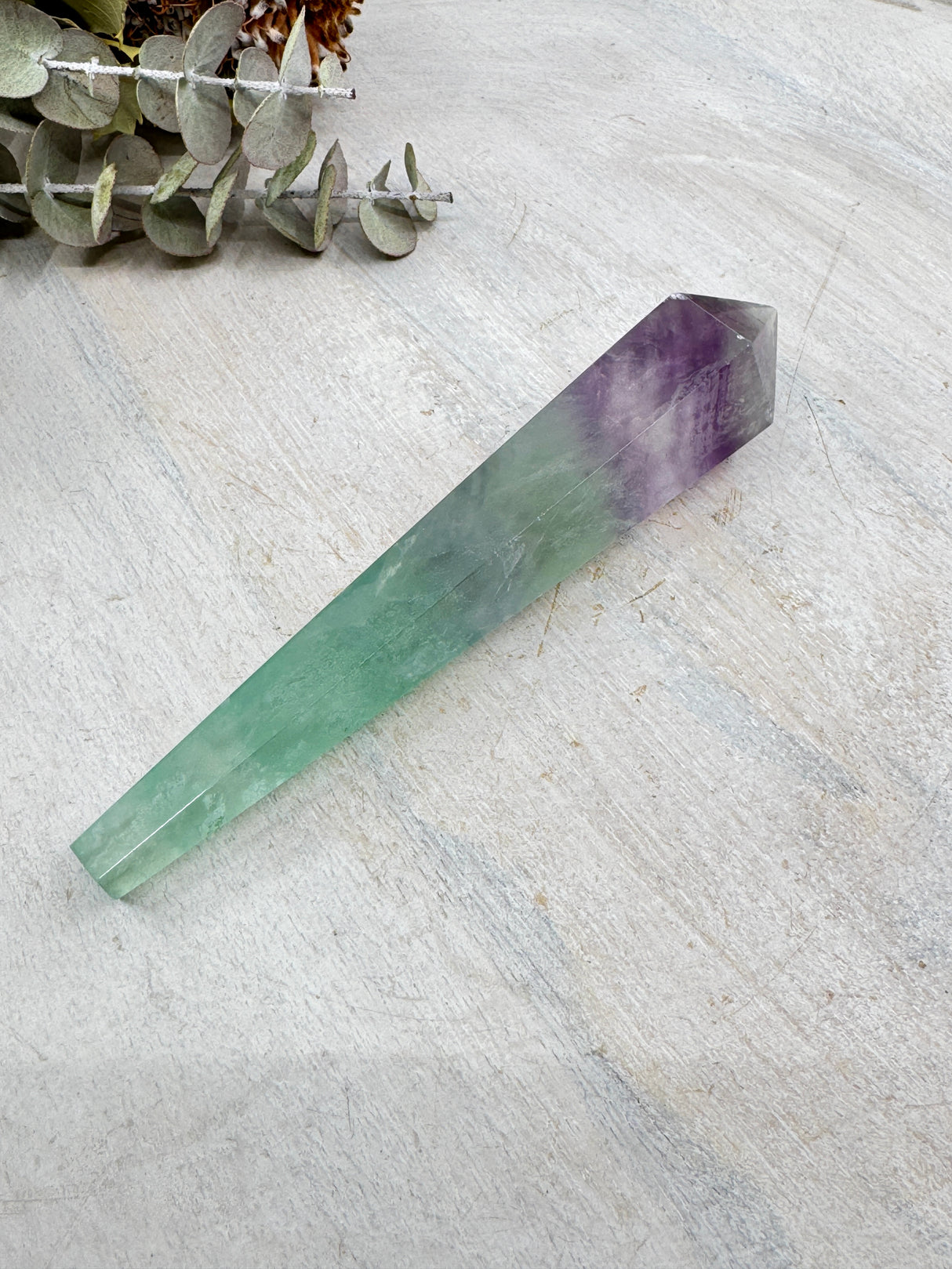 Rainbow Fluorite Wand #2 – 144g – Stone of Focus, Balance & Aura Protection