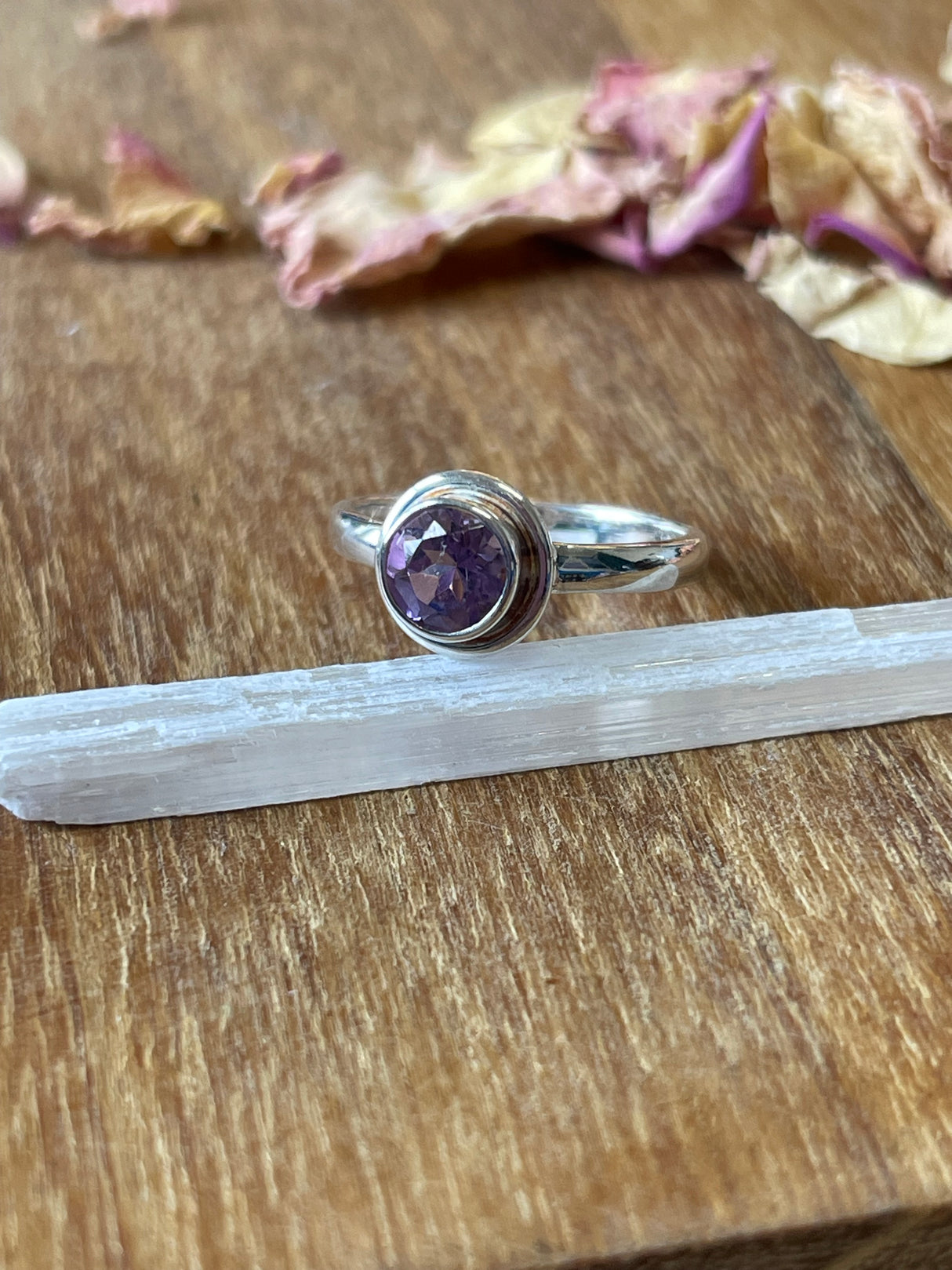 Amethyst Silver Ring Size 7 - “I trust my intuition and allow it to guide me each day”