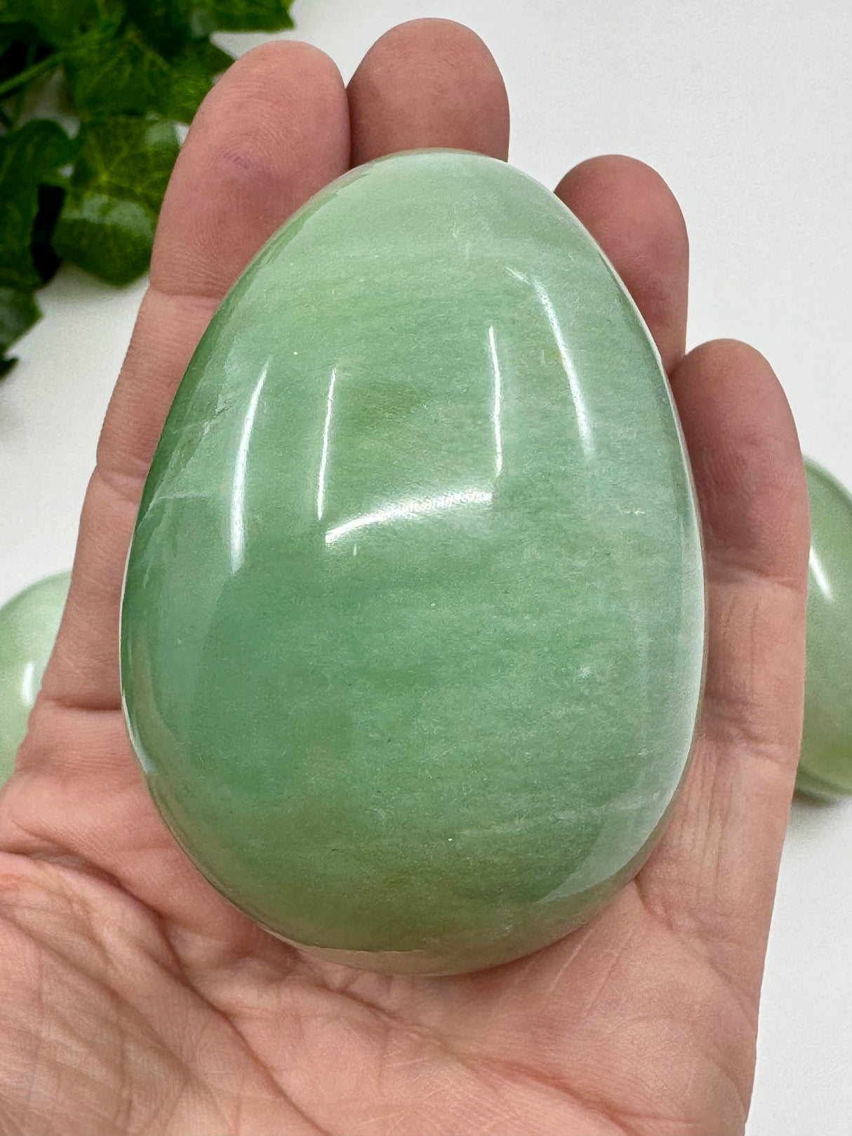 Green Aventurine Egg Carving 210g - "I am worthy of the life I desire."
