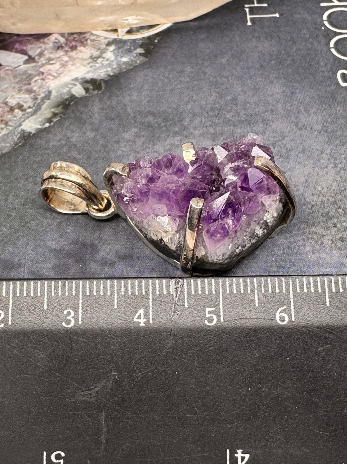 Amethyst Cluster Silver Pendant - “I trust my intuition and allow it to guide me each day”