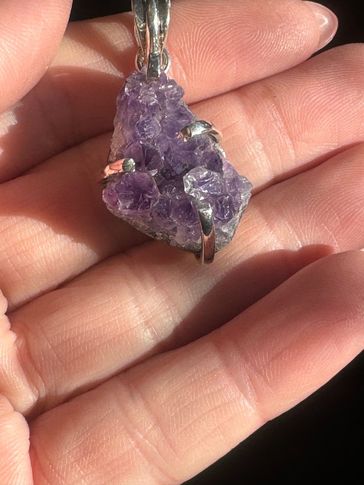 Amethyst Cluster Silver Pendant - “I trust my intuition and allow it to guide me each day”
