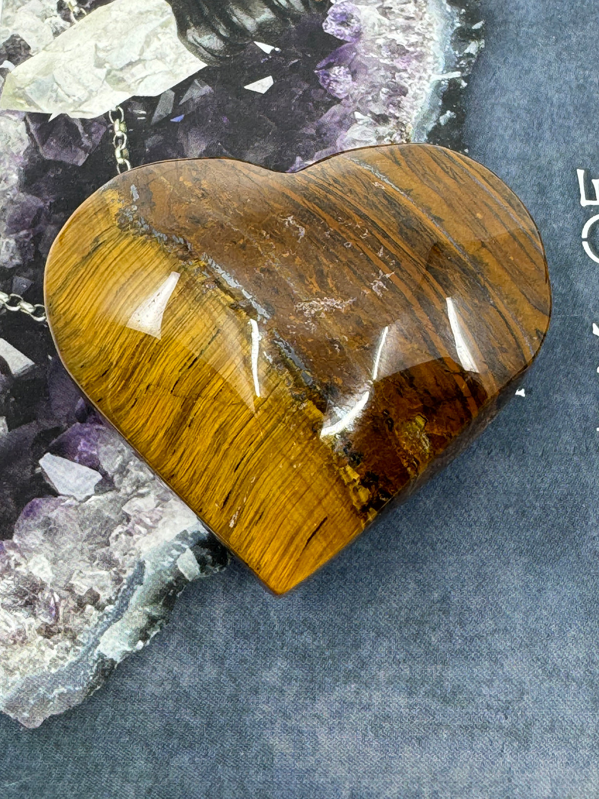 Tiger Eye Gold Heart 103g - "I have the strength to overcome challenges and setbacks.