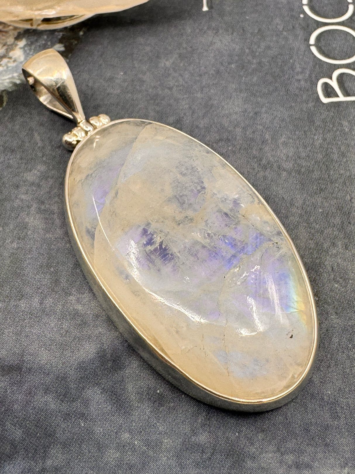 Moonstone Rainbow Large Silver Pendant - “My mind is open to new possibilities and opportunities”.