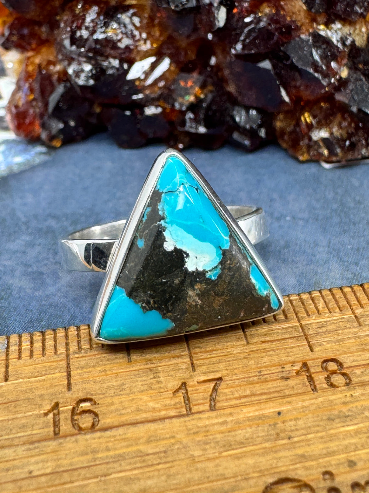 Turquoise Silver Ring Size 9 - "I express myself from a place of calmness, love, and truth."