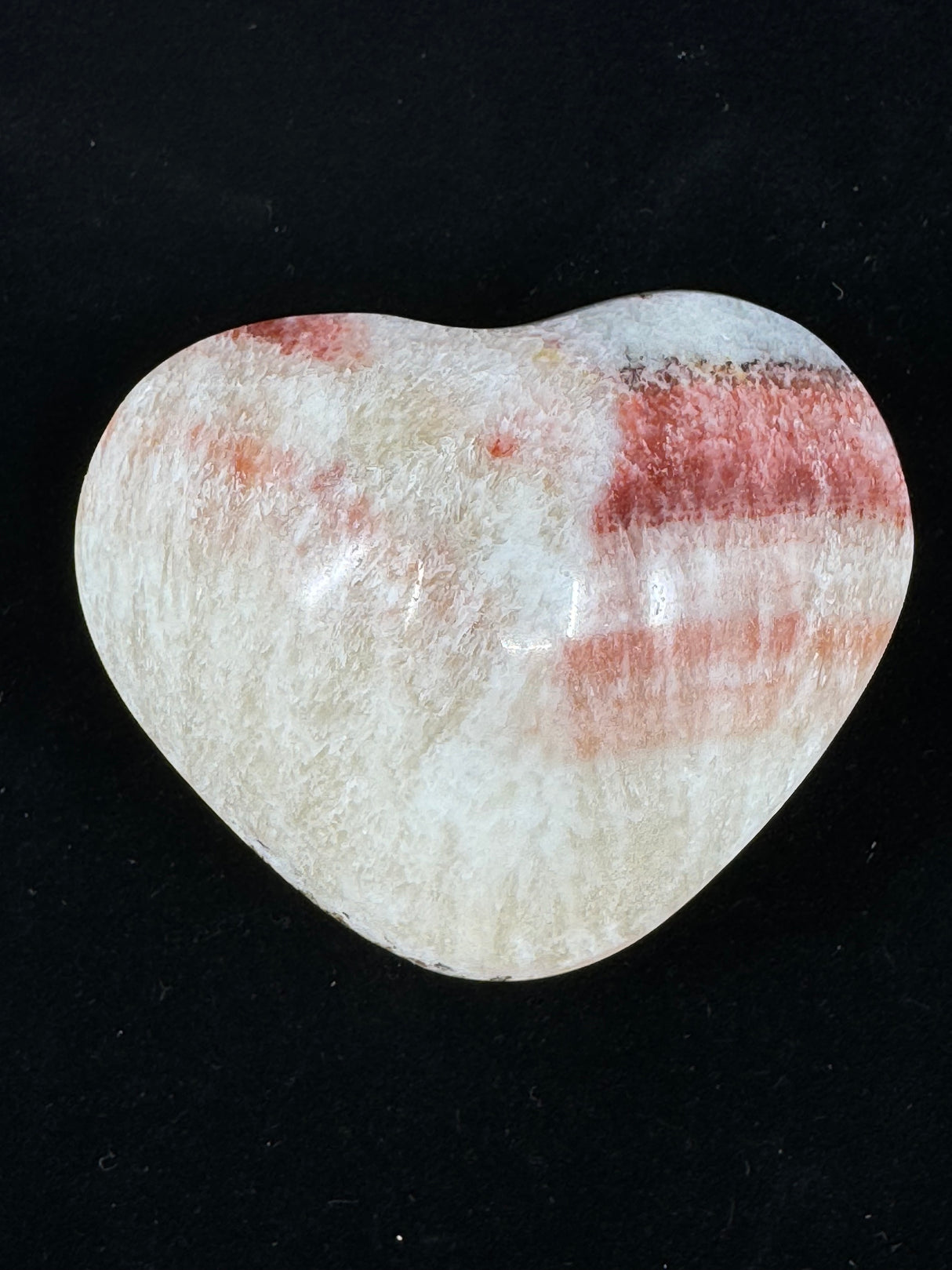 Red Banded Calcite Heart 96g - For Detoxification & Energy. “I love & appreciate my body