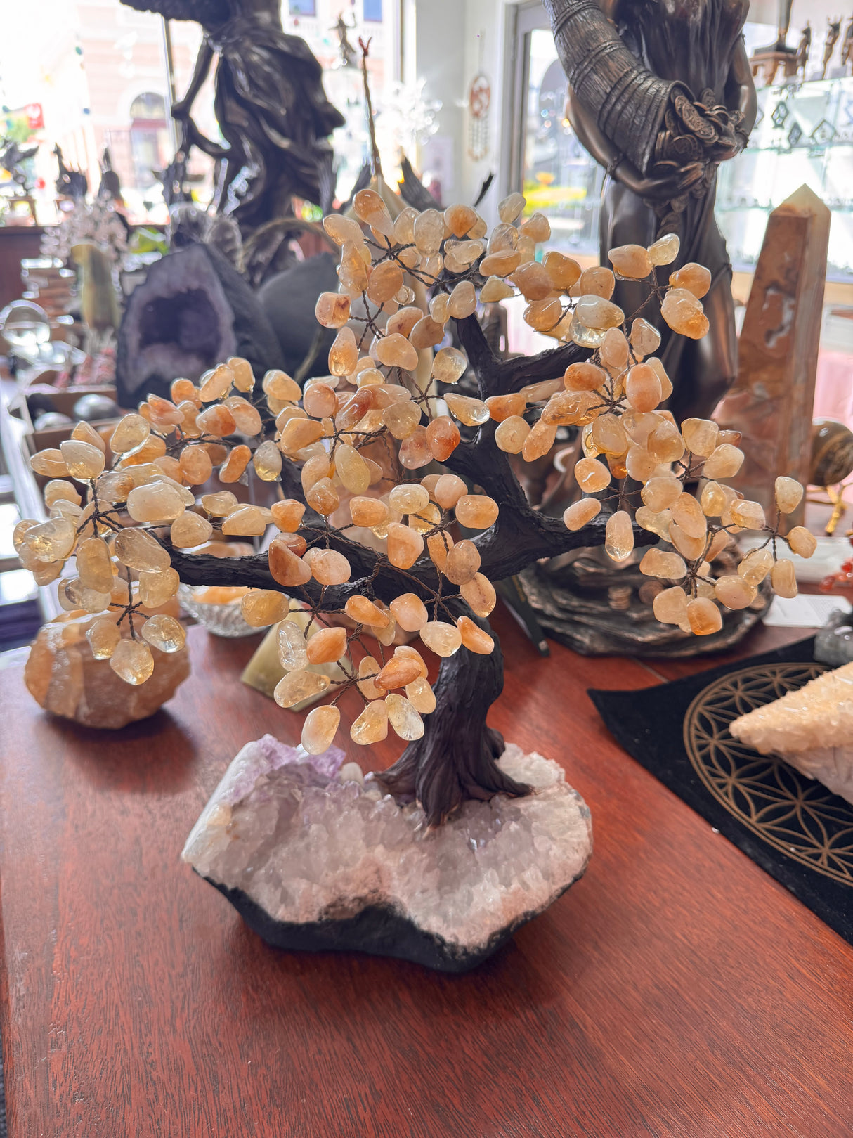 Citrine and amethyst crystal tree – 48 branches of abundance and harmony