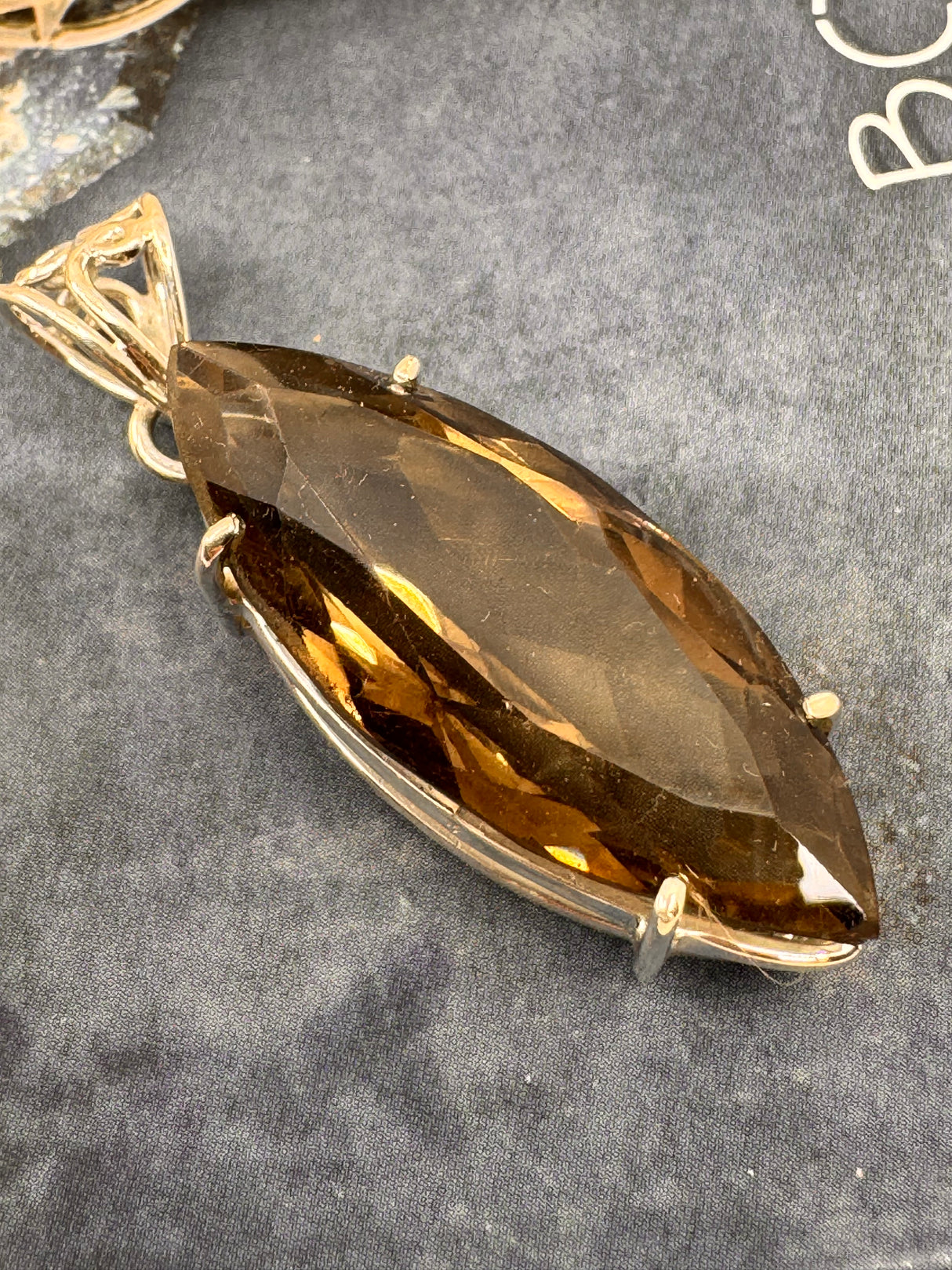 Smoky Quartz Large Silver Pendant - “My spirit is deeply grounded in the present moment”.