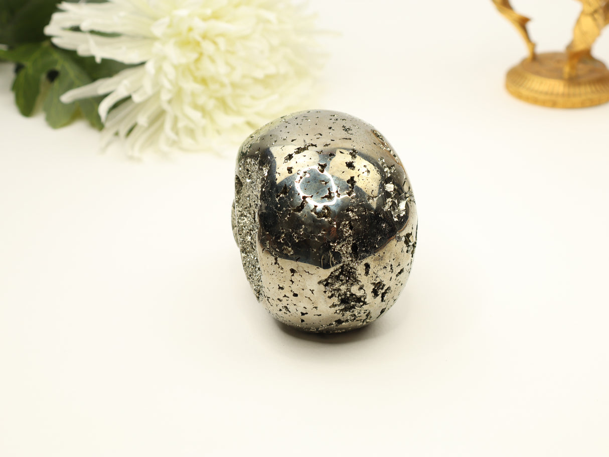 Pyrite Skull Carving #3 | 9cm | 1.326kg | Protection & Energy