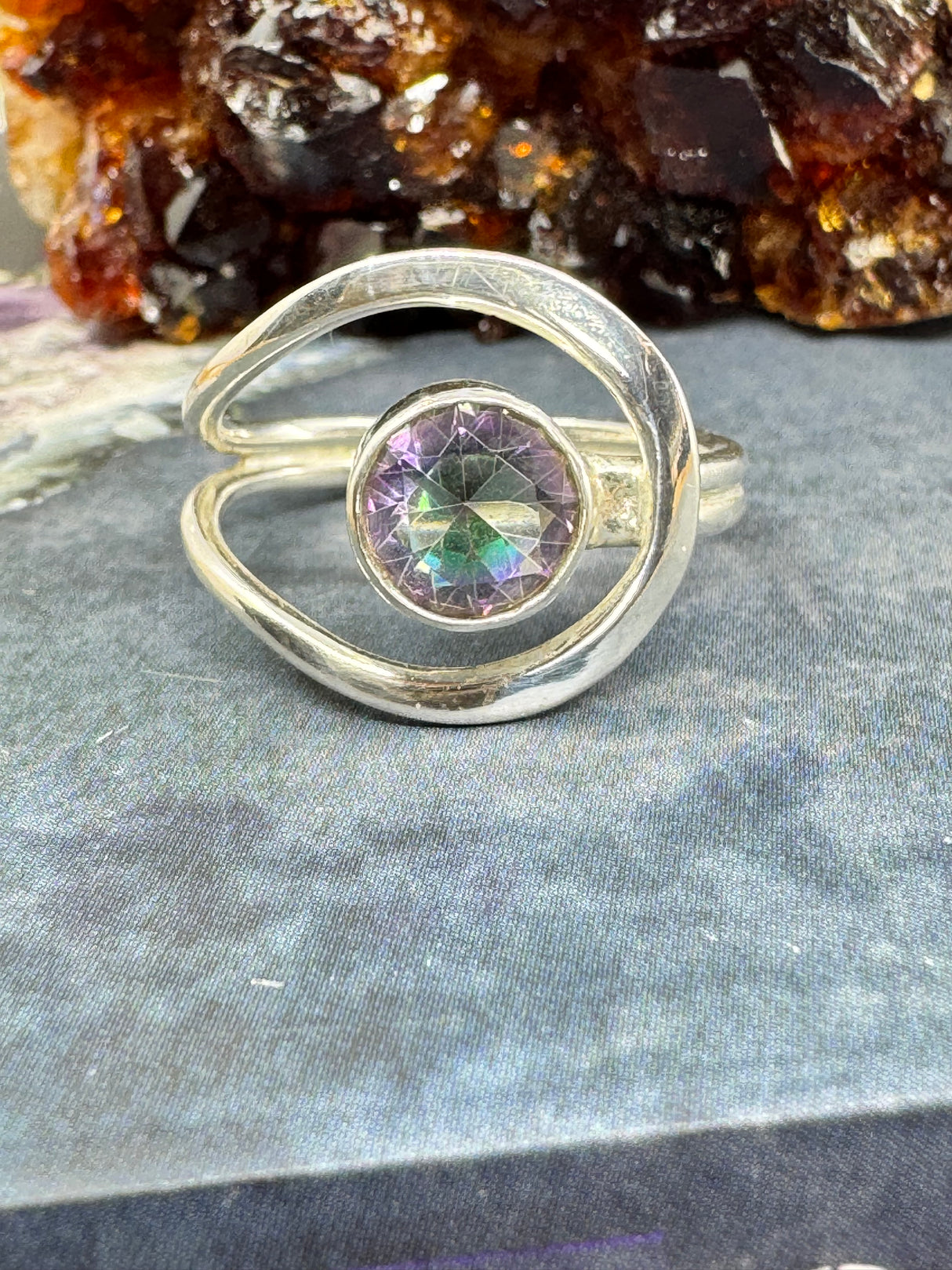 Mystic Quartz Silver Ring Size 9 - Enhances focus, intuition, and energetic clarity