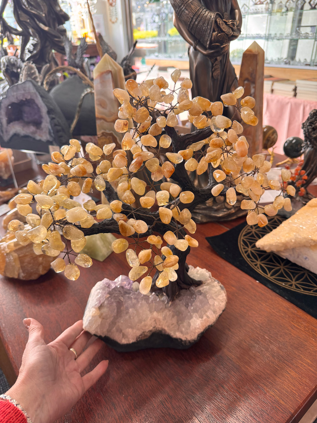 Large Citrine Gemstone Bonsai Tree – 5kg on Amethyst Base for Abundance & Harmony