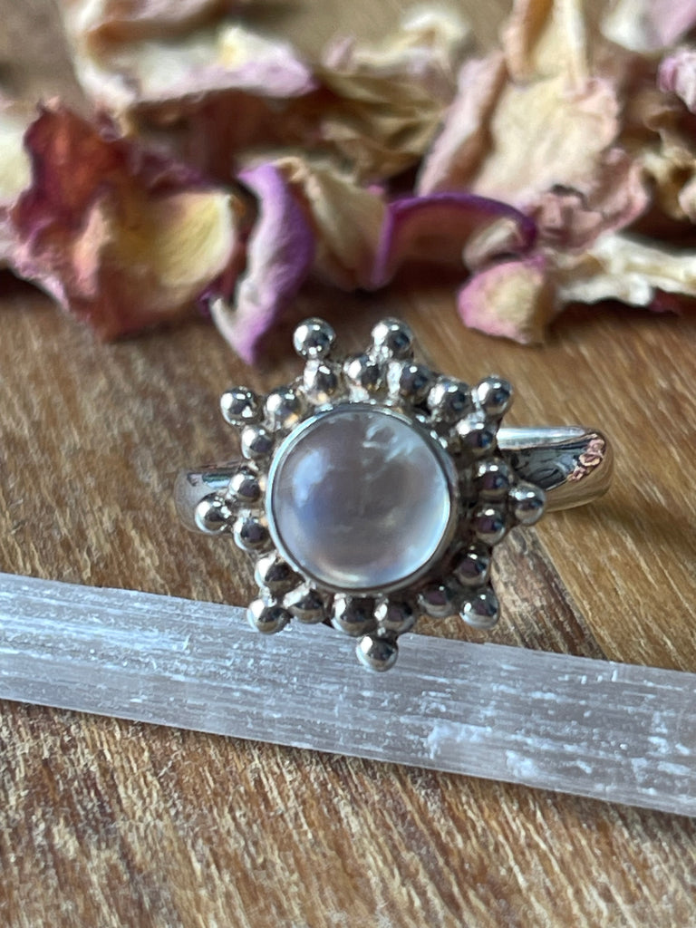 Rainbow Moonstone Silver Ring Size 7 - "My mind is open to new possibilities and opportunities”.