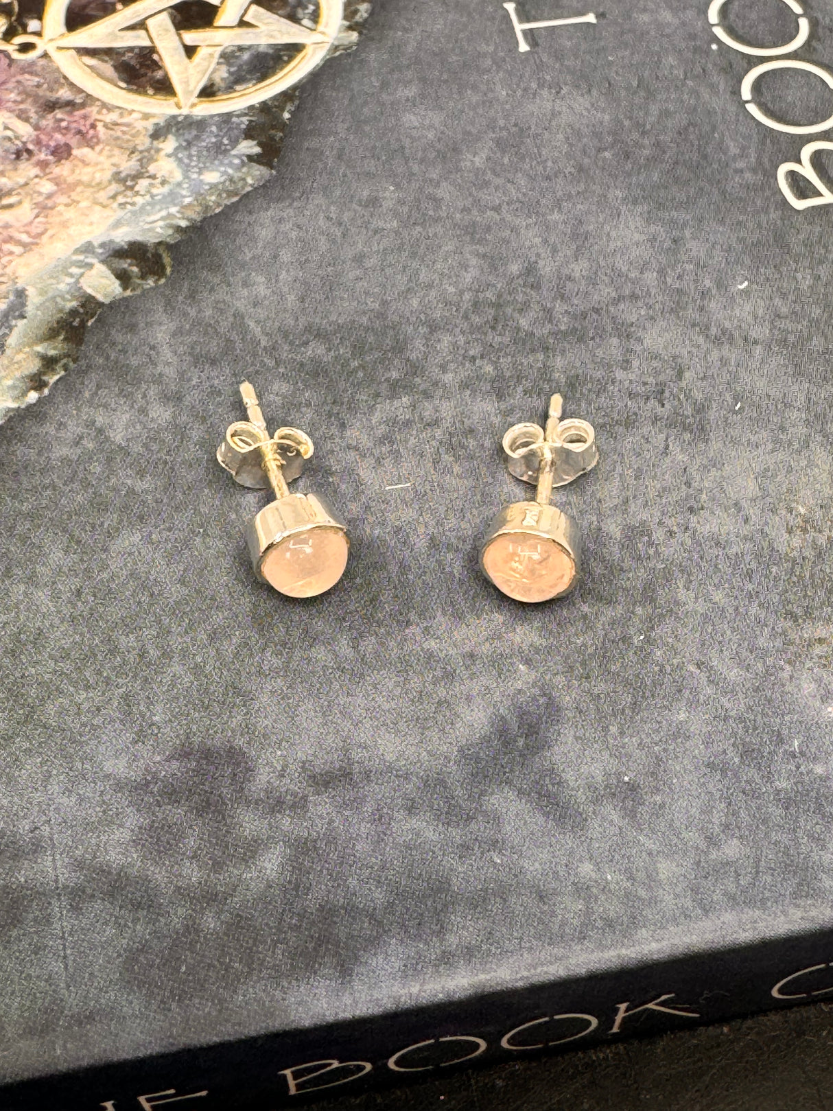 Rose Quartz Silver Stud Earring - “I radiate love, beauty, confidence and grace”.