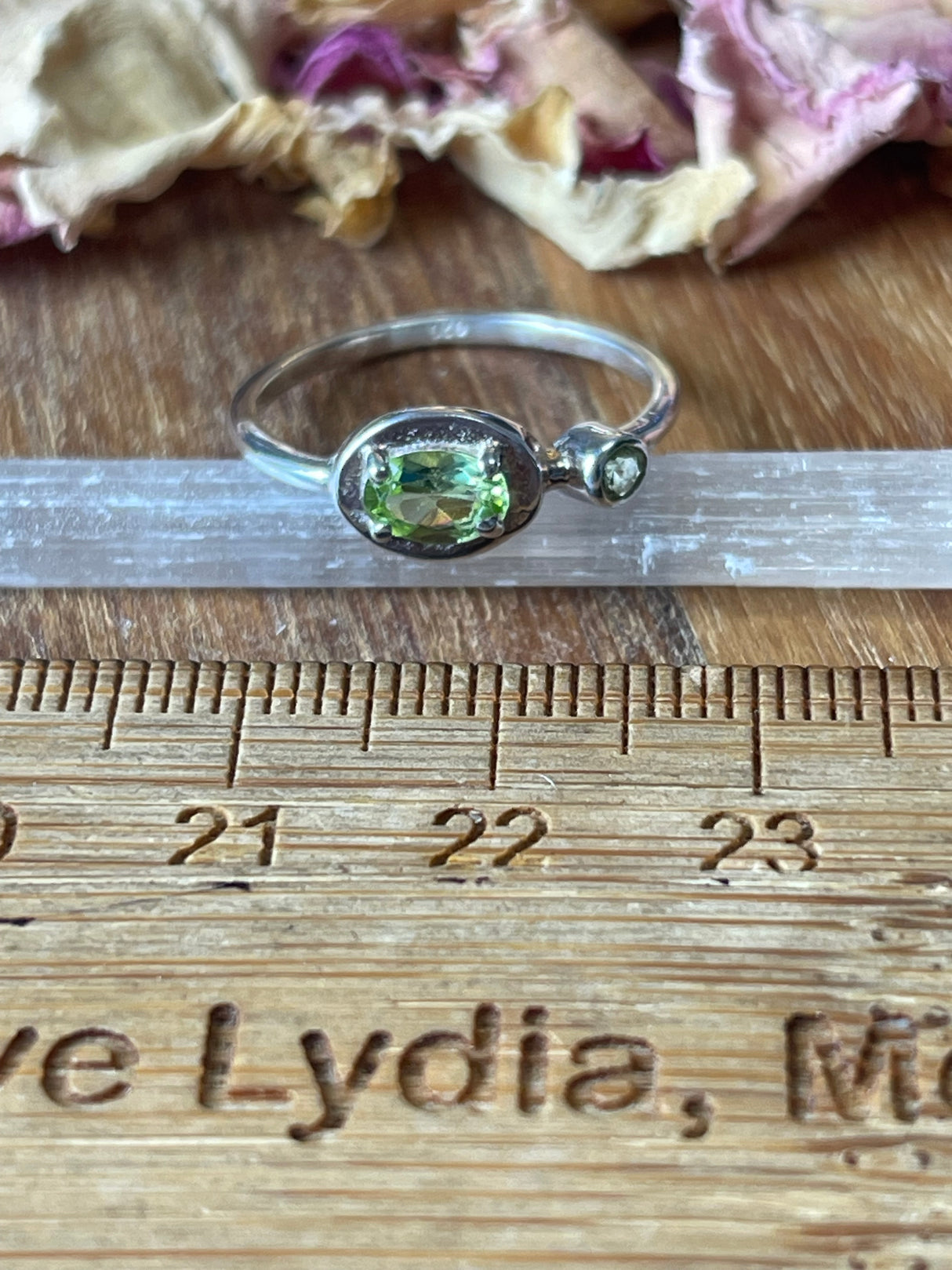 Peridot Silver Ring Size 7 - “I welcome abundance in all areas of my life”.