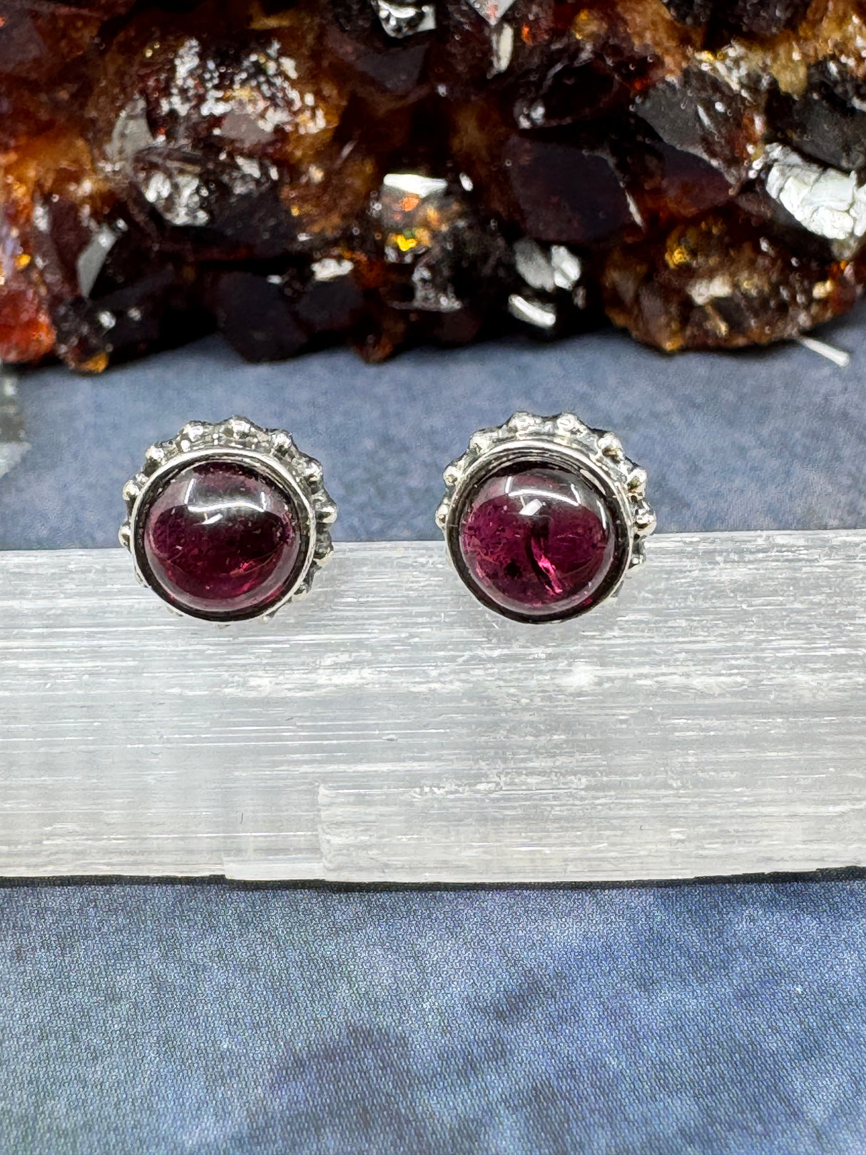 Garnet Silver Stud Earrings - "I am passionate and enthusiastic in all areas of my life."