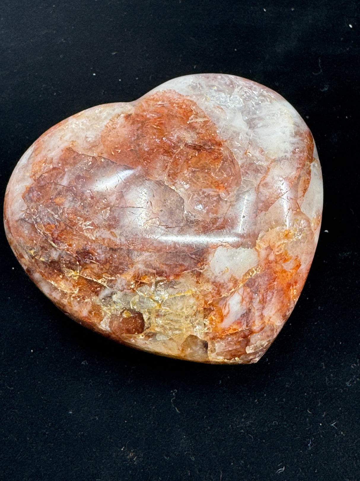 Fire Quartz Heart, Hematite Inclusions 221g - "My thoughts are clear, grounded, and focused."