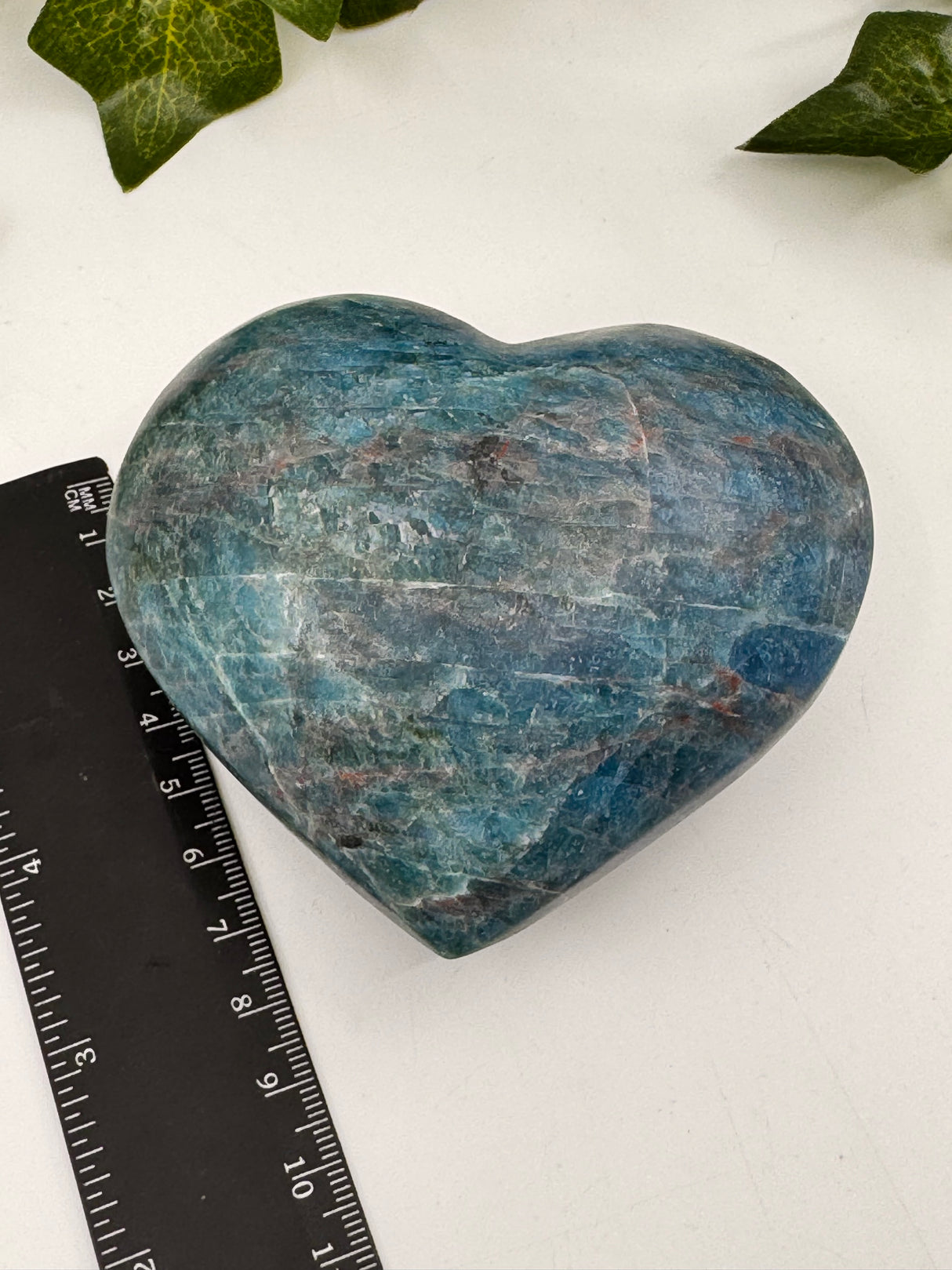 Apatite Blue Heart Carving 510g - "I work relentlessly each day to achieve my goals."