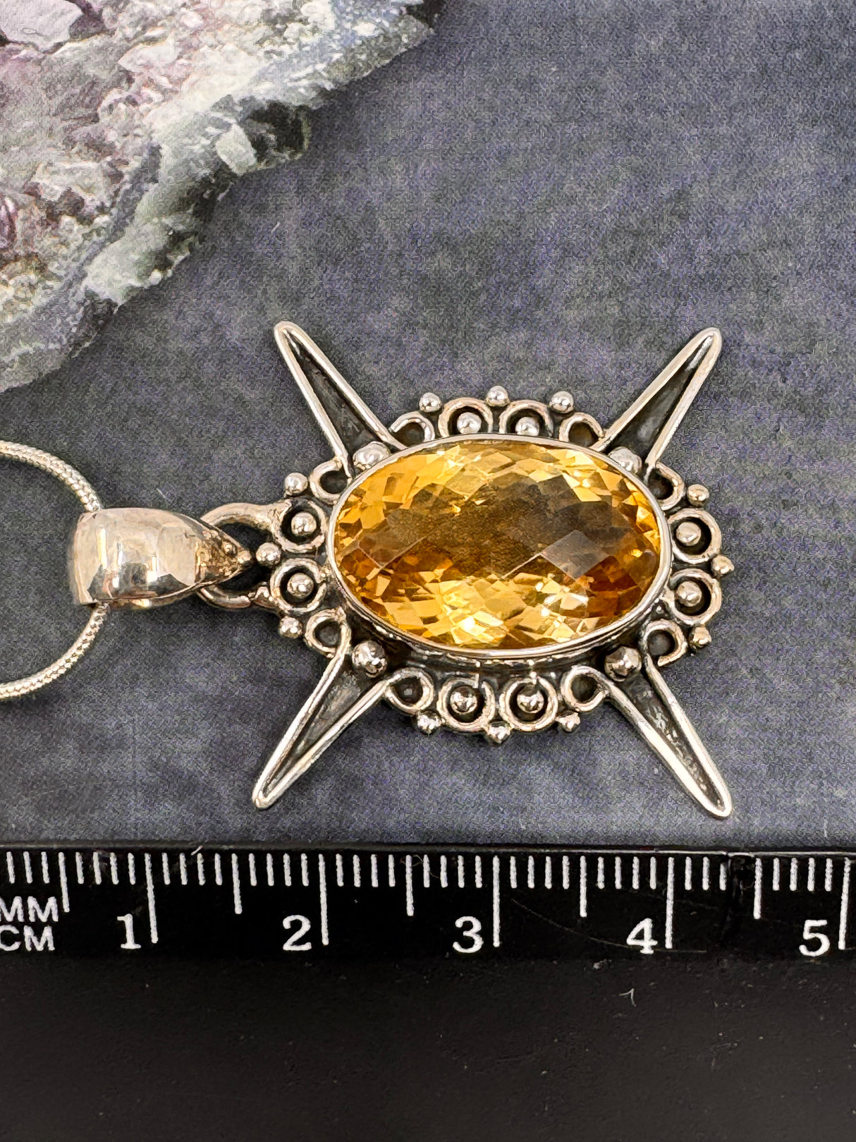 Citrine XL Silver Pendant & Silver Chain - Manifestation. Balance.