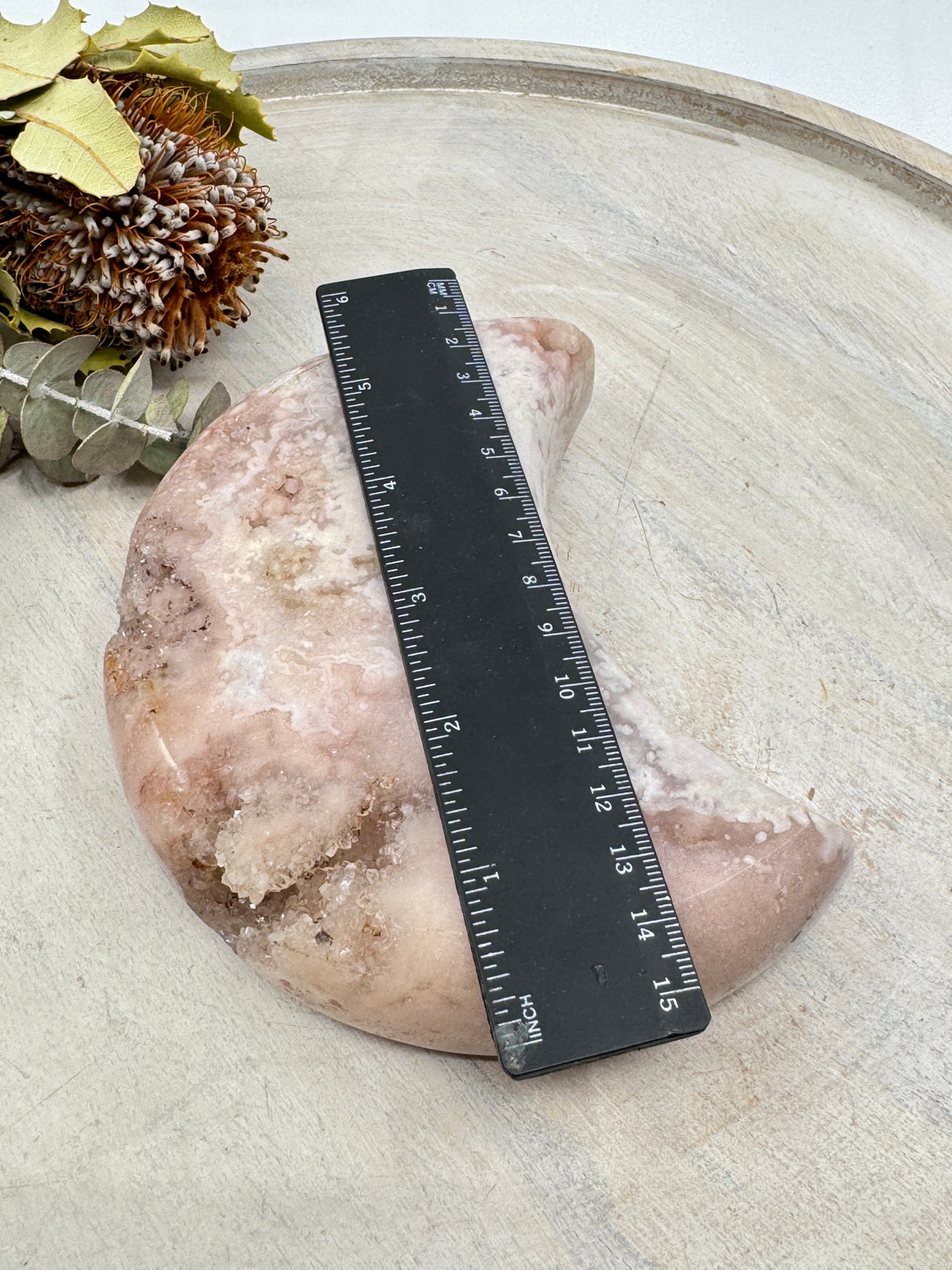 Pink Amethyst Moon Carving 1.102kg (20.5cm with stand) – Stone of Peace, Love & Divine Feminine Energy