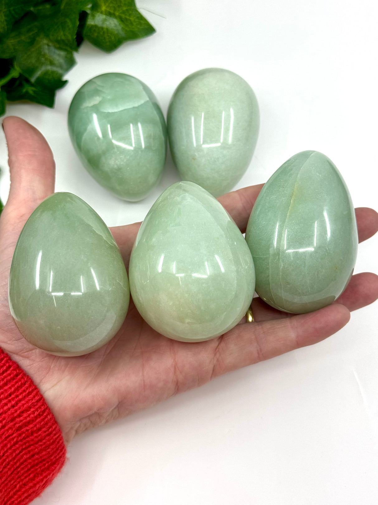 Green Aventurine Egg Carving 210g - "I am worthy of the life I desire."