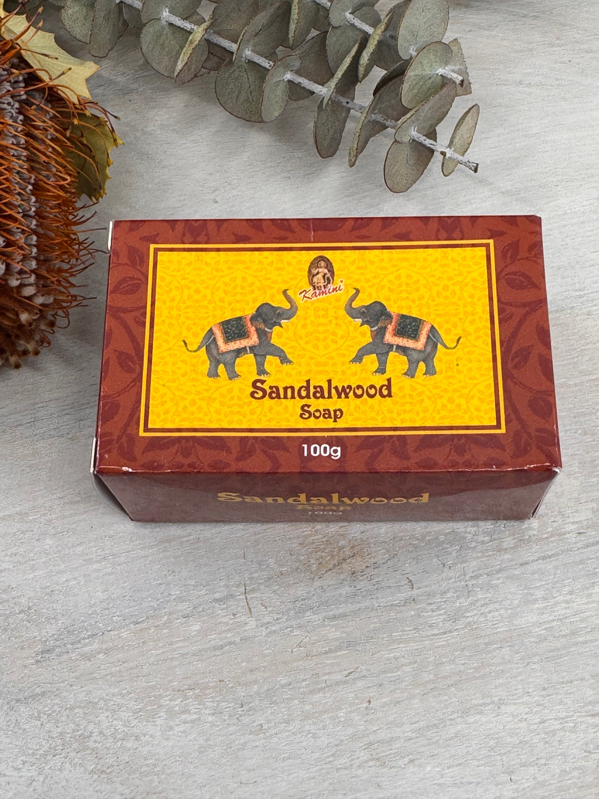 Sandalwood scented soap by Kamini – 100 gram vegetable-based bar