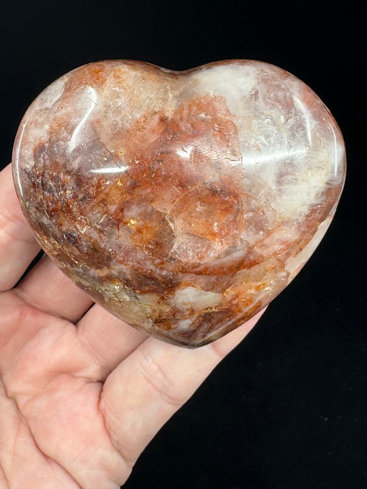 Fire Quartz Heart, Hematite Inclusions 221g - "My thoughts are clear, grounded, and focused."