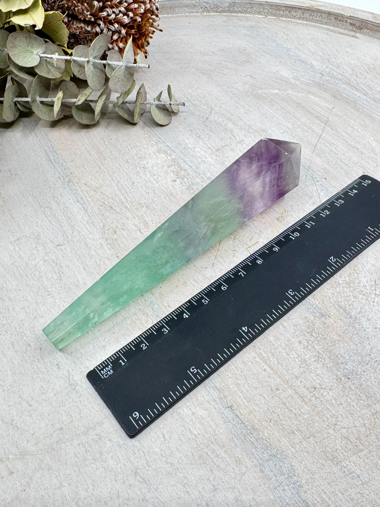 Rainbow Fluorite Wand #2 – 144g – Stone of Focus, Balance & Aura Protection