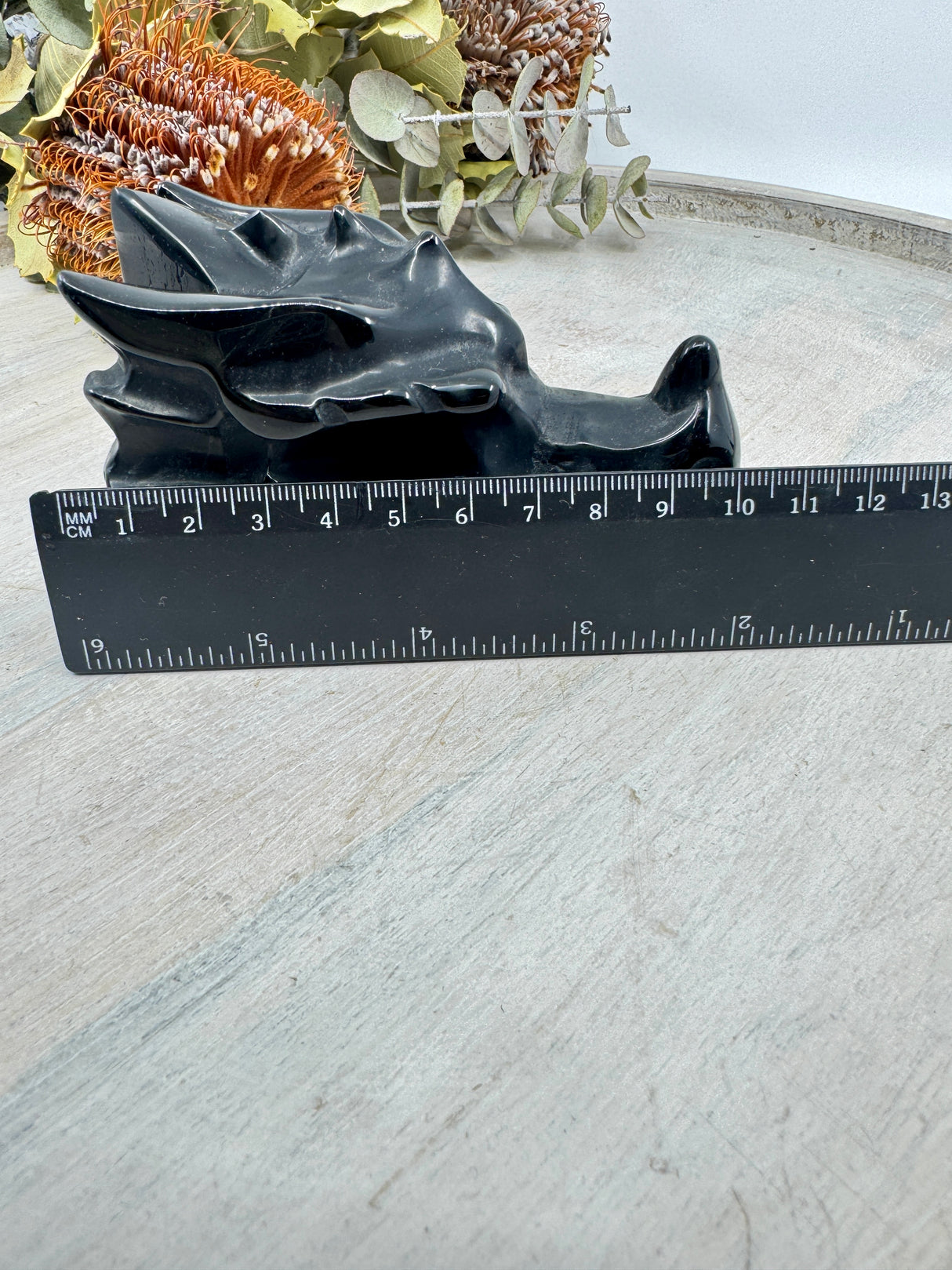 Black Obsidian Dragon Head Carving 303g (10.5x5cm) – Stone of Power, Protection & Transformation