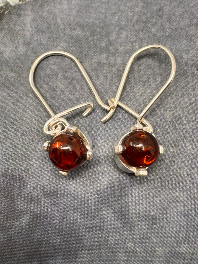 Amber Silver Drop Earrings - "Healing light surrounds my mind, body, and soul."