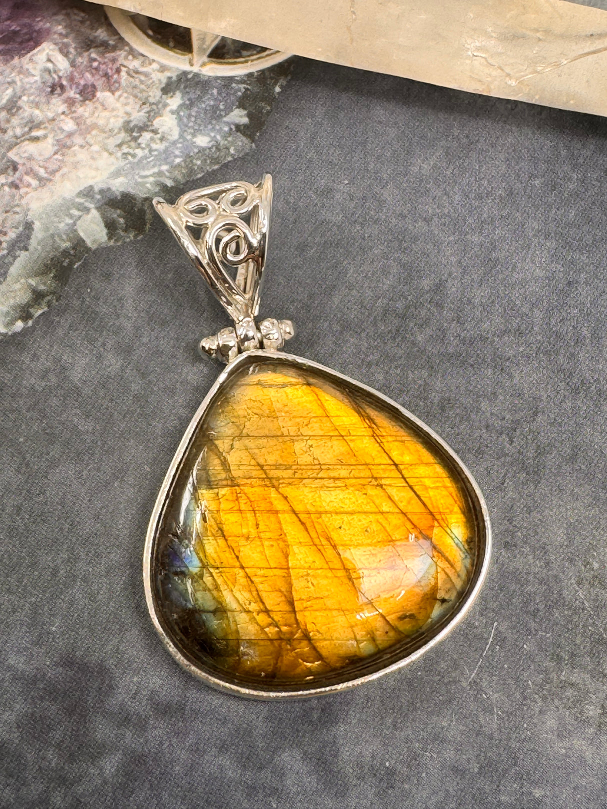 Labradorite Silver Pendant - “I welcome change and transformation into my life”.