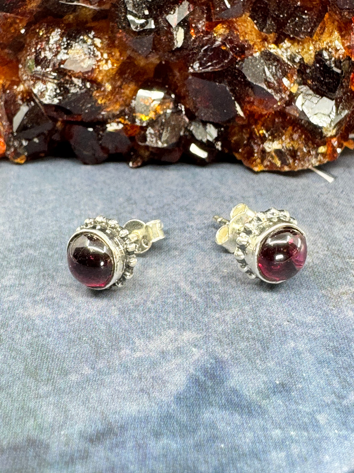 Garnet Silver Stud Earrings - "I am passionate and enthusiastic in all areas of my life."