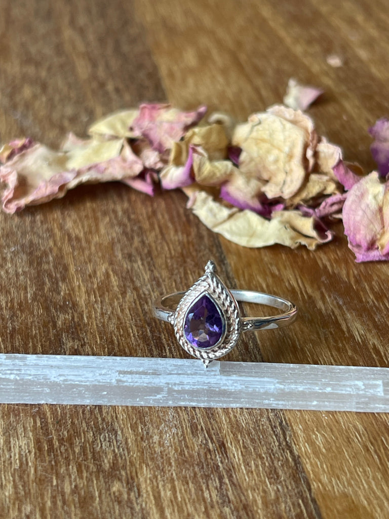 Amethyst Silver Ring Size 7.5 - “I trust my intuition and allow it to guide me each day”