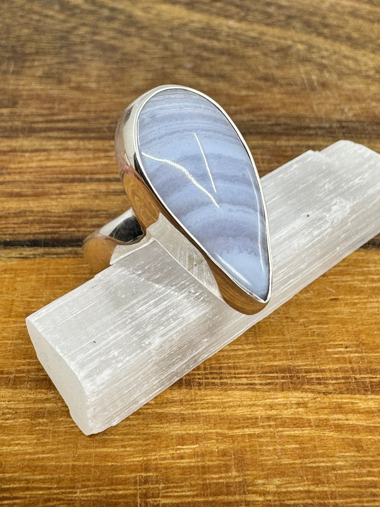 Blue Lace Agate Ring Size 9 - "I express my thoughts authentically and with clarity."