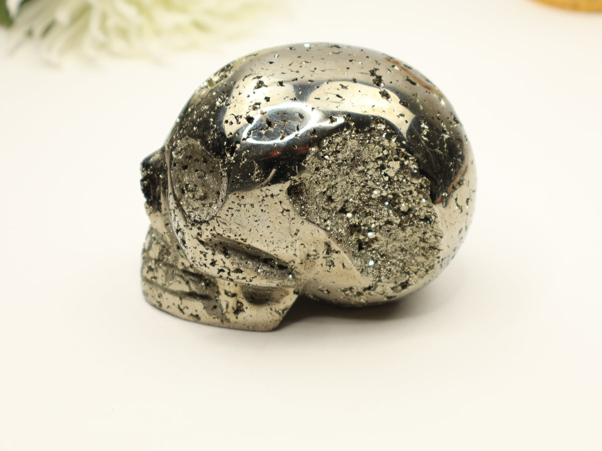 Pyrite Skull Carving #3 | 9cm | 1.326kg | Protection & Energy