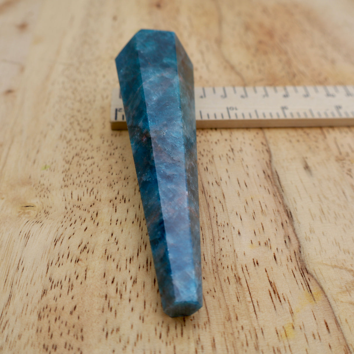 Blue Apatite Manifestation Wand on Gold Stand (186g)