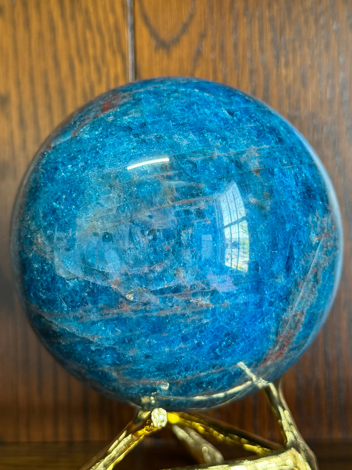 Blue Apatite Sphere – 2.2kg | Stone of Manifestation, Focus & Determination