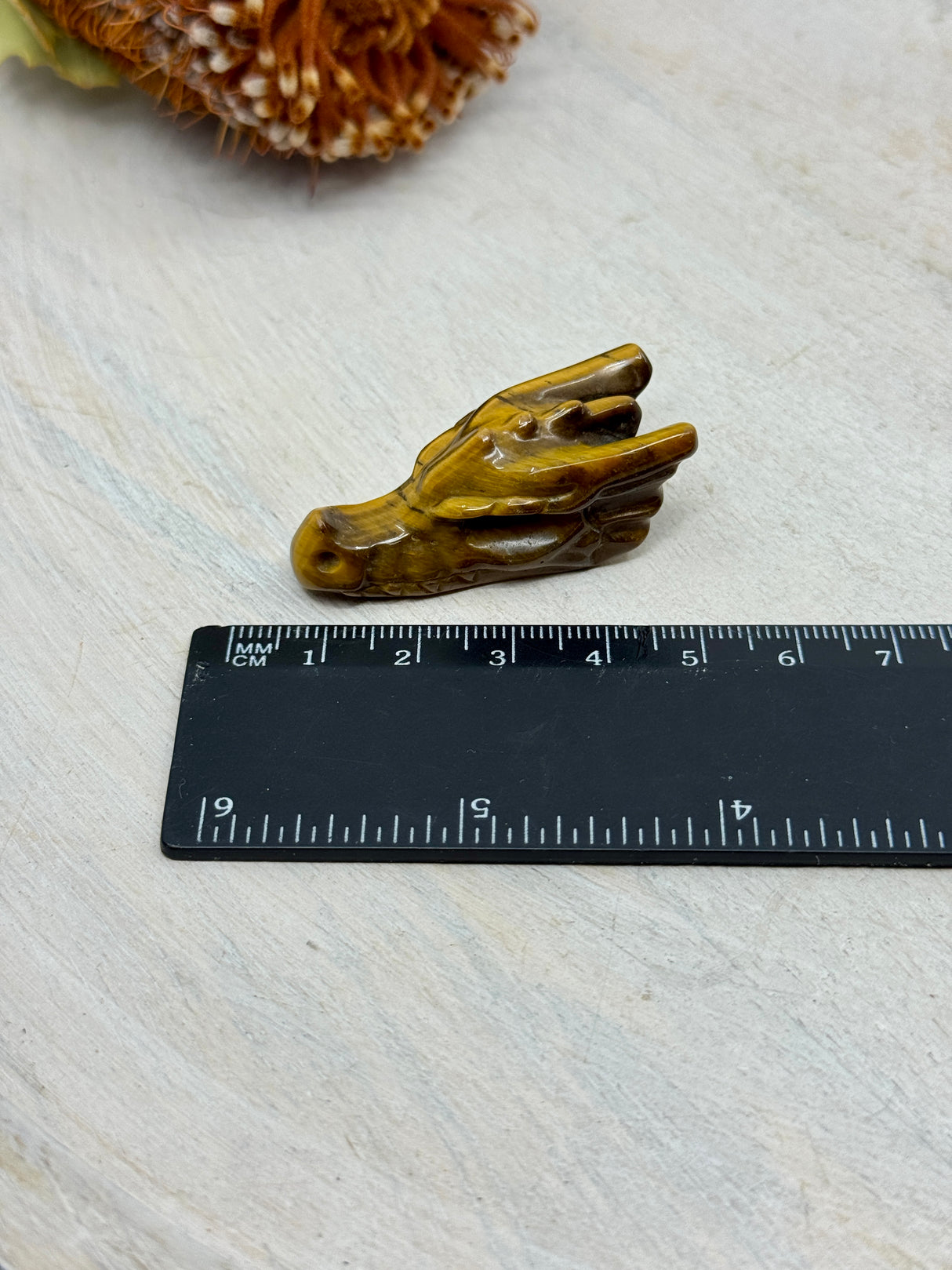 Tiger Eye Dragon Head Carving – Stone of Power, Courage & Protection