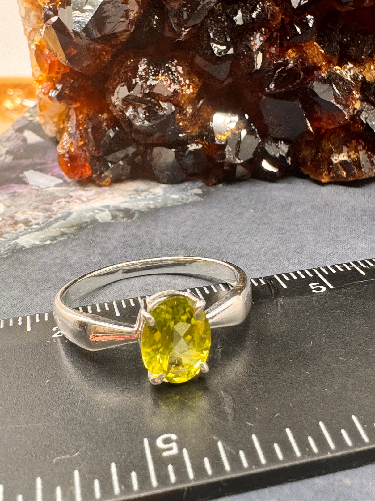 Peridot Silver Ring Size 9 - “I welcome abundance in all areas of my life”.